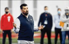  ?? PAUL VERNON / ASSOCIATED PRESS ?? Ohio State coach Ryan Day says he’s “very pleased” with the developmen­t of several young defensive backs because “it’s building our depth.”