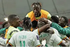  ?? Picture: AP ?? Senegal players celebrate their second goal