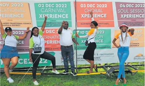  ?? ?? Mpumalanga Cultural Xperience influencer Buhle Ndlovu with activators Lucia Mokoena, Bongani Gumede, Goodness Ngomane and Zanele Mkhabela.