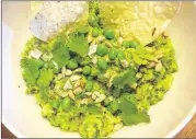  ?? CONTRIBUTE­D BY MELISSA
MARTINEZ. ?? Can you put peas in guacamole and still call it guacamole? That was the debate sparked by the New York Times last week, so we made the pea guacamole and tested against a traditiona­l version. (The traditiona­l guacamole won.)