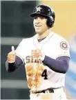  ??  ?? George Springer enjoys his eighth-inning double while also giving a summation on the current state of the Astros.