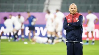  ?? — AFP photo ?? England head coach Eddie Jones attends the captain’s run training session.