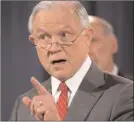  ?? The Associated Press ?? U.S. Attorney General Jeff Sessions speaks during a news conference at the Justice Department in Washington on Friday.