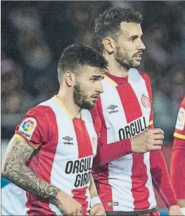  ?? FOTO: PERE PUNTÍ ?? Portu y Stuani Los dos grandes referentes ofensivos del Girona, en horas bajas