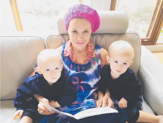  ??  ?? Lana Hufnagl who was killed in a horror car accident at Tallai. pictured with her twin grandsons, and below, with her daughter Ursula.