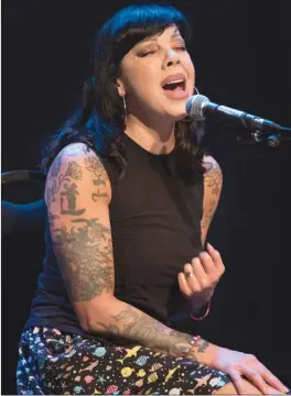  ?? CRYSTAL LEE/Vandala Magazine ?? Singer-songwriter Bif Naked stopped at the Mary Irwin Theatre on Wednesday as part of her I Bificus Songs and Stories Tour. She has toured Europe, the United States, and Canada as a headlining act, and has performed on bills with Snoop Dogg, Billy...