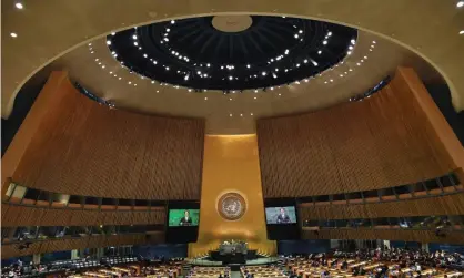  ?? Photograph: Angela Weiss/AFP/Getty Images ?? The letter signed by New York City’s health commission­er said the UN debate hall was classified as a ‘convention center’, meaning all attendees must be vaccinated.