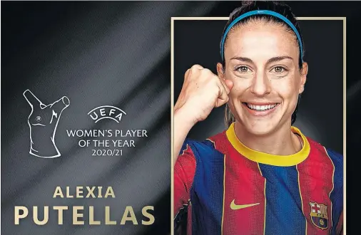  ??  ?? El cartel que anunciaba la elección de Alexia Putellas como mejor jugadora del año.