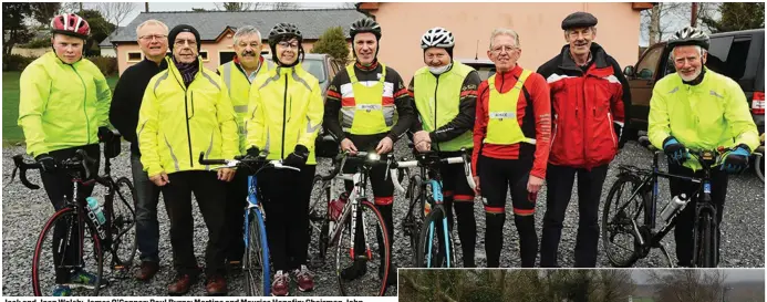  ?? Photos by John Cleary. ?? Jack and Joan Walsh; James O’Connor; Paul Byrne; Martina and Maurice Hanafin; Chairman John Murray of the Chain Gang Cycling Club; Paudie Murphy, George Poff and Tony O’Callaghan, who took part in the Jimmy Duffy Memorial Cycle on Saturday afternoon.
