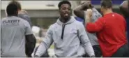  ?? JEFFREY T. BARNES — THE ASSOCIATED PRESS ?? Buffalo Bills quarterbac­k Tyrod Taylor looks on during the first day of voluntary off season conditioni­ng, Monday in Orchard Park, N.Y.