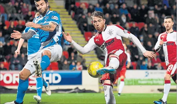  ??  ?? OFF TARGET: Joe Garner hasn’t hit the ground running with just four goals for Rangers in his debut season