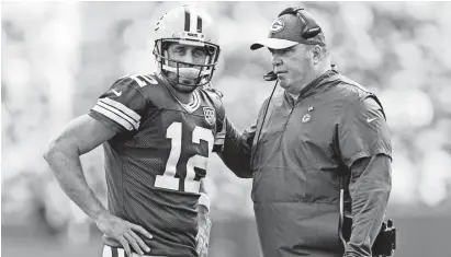  ?? JEFF HANISCH/USA TODAY SPORTS ?? Aaron Rodgers was 98-55-1 as the Packers quarterbac­k under head coach Mike McCarthy.