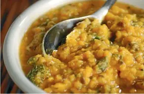  ??  ?? A lentil dhal is a wonderful alternativ­e to stodgy winter food.