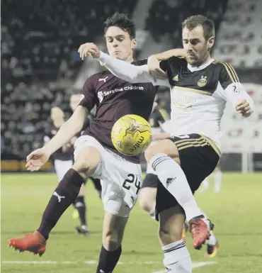  ??  ?? Niall Mcginn, now a free agent, featured in Aberdeen’s 1-0 win at Tynecastle almost a year ago.