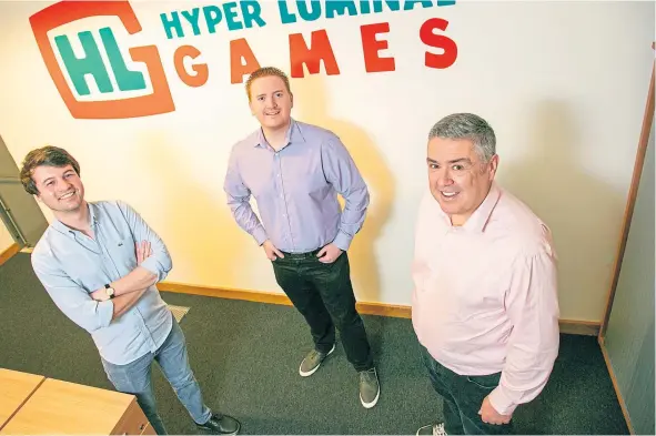  ?? ?? Hyper Luminal creative director Rob Madden, chief executive Stuart Martin and chairman Sean Tracey.