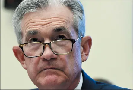  ?? SUSAN WALSH — THE ASSOCIATED PRESS FILE ?? Federal Reserve Chairman Jerome Powell testifies before the House Financial Services Committee on Capitol Hill in Washington. Powell has signaled that rising economic pressures, notably from President Donald Trump’s trade wars and from a global slowdown, have become cause for concern.