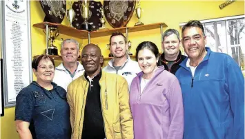  ?? Picture: ABONGILE SOLUNDWANA* ?? RULING THE COURTS: The Queenstown Tennis Club’s newly appointed executive committee members, front from left, are secretary/treasurer Diane Coetzee, Mtesh Mfenyane, Colleen Aylesbury, chair Llewellyn Aylesbury and, back from left, vice-chair Gary Trethewey, Roy Smit and Paul du Toit