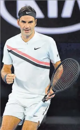  ?? GETTY ?? Roger Federer of Switzerlan­d celebrates a point in his third round match against Richard Gasquet