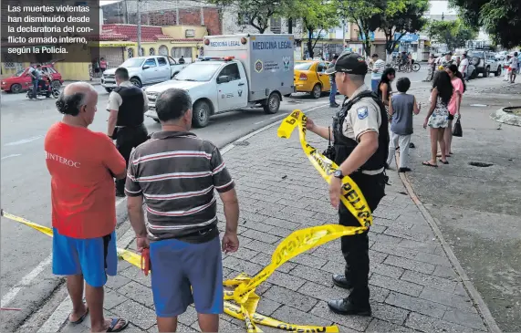  ?? ÁLEX LIMA - FREDDY RODRÍGUEZ / EXPRESO ?? Las muertes violentas han disminuido desde la declarator­ia del conflicto armado interno, según la Policía.