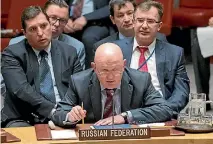  ?? PHOTO: AP ?? Russian Ambassador to the United Nations Vassily Nebenzia says there is no proof behind Britain’s claim that Russia was behind the Salisbury attack.