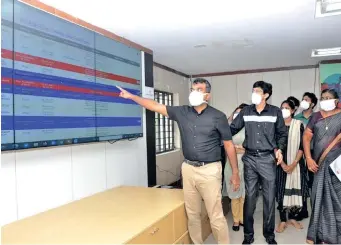  ??  ?? Health Secretary J Radhakrish­nan inspects 104 command centre at on Friday