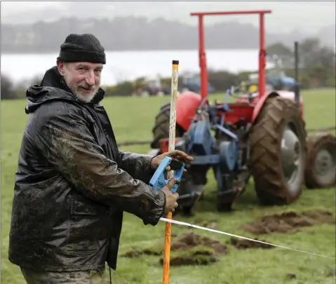  ??  ?? Paddy Doyle taking part in the Vintage 2 Furrow event at the recent ploughing match in Roundwood.