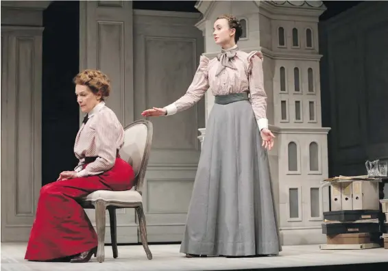  ?? TIM MATHESON ?? Martha Burns as Nora, left, and Alice Snaden as Emmy star in A Doll’s House, Part 2, the Tony Award-winning sequel to Henrik Ibsen’s classic, running tonight through Oct. 14 at the Belfry Theatre.