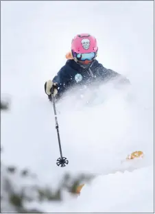  ?? COURTESY PHOTOS ?? Kiana Swim tearing up the powder in the 12-14 ski female category, ultimately earning her a second-place finish.