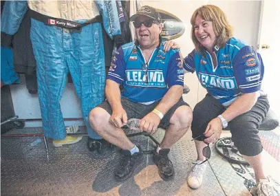  ?? RICK MADONIK/TORONTO STAR ?? Veteran driver Kerry Micks and his wife/chief spotter Susan are nearing retirement — “We’ve been talking about this for the last five years,” she says — but first, Saturday’s NASCAR Pinty’s Series race at Exhibition Place.