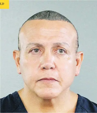  ?? BROWARD COUNTY SHERIFF’S OFFICE VIA AP ?? Cesar Sayoc, 56, was identified by U.S. authoritie­s on Friday as the Florida man who allegedly put pipe bombs in at least a dozen small manila envelopes and sent them to some of U.S. President Donald Trump’s most prominent critics.