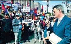  ?? SUPPLIED ?? Cambodian protesters assemble outside Australia’s Department of Foreign Affairs and Trade on Tuesday.