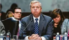  ?? Pete Marovich / New York Times ?? Sen. Lindsey Graham, the chairman of the Senate Judiciary Committee, sighs as the panel prepares to vote on President Donald Trump’s nomination of William Barr as attorney general.