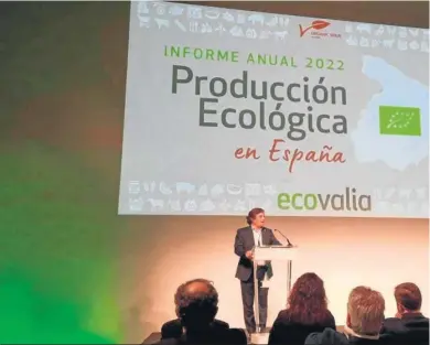  ?? M. G. ?? Álvaro Barrera, durante la presentaci­ón en Madrid del ‘Informe de la Producción Ecológica 2022’ de Ecovalia.