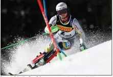  ?? (AP/Gabriele Facciotti) ?? Norway’s Sebastian Foss-Solevag competes during the men’s slalom event at the alpine ski World Championsh­ips on Sunday in Cortina d’Ampezzo, Italy. Foss-Solevag won the event to become the first slalom world champion from Norway since Tom Stiansen won the title in 1997.