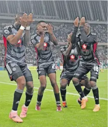  ?? | BackpagePi­x ?? PATRICK Maswangany­i of Orlando Pirates (centre) celebrates his goal against AmaZulu on Saturday.