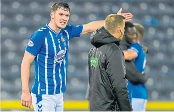  ?? ?? Joe Wright takes issue with the Fourth Official on a controvers­ial night at Rugby Park