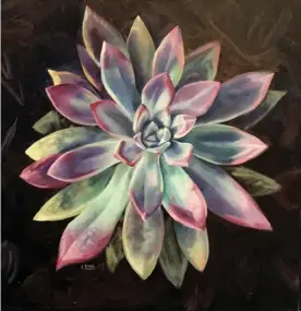  ?? Special to The Daily Courier ?? ABOVE: Lillian Sokil, Succulent #2, oil on canvas, 2018. LEFT: Lawrence Cormier, Oscar, midsteel and acrylic, 2016.