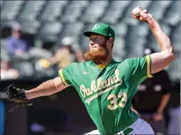  ?? KARL MONDON — BAY AREA NEWS GROUP, FILE ?? The A’s on Saturday traded A.J. Puk, pitching above on Aug. 24, to the Marlins in exchange for lefty-hitting outfielder JJ Bleday.