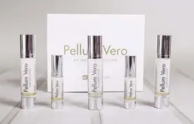  ??  ?? Michelle Collins’ skincare range Pellum Vero from £15-£30 is available via WWW    C  KI  TR  T    C    