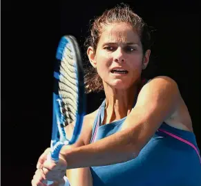  ?? — AFP ?? Out of luck: Defending champion Julia Goerges suffered a bruising defeat to Anett Kontaveit, losing 2- 6, 6-4, 6-4 after a nasty tumble mid-way through the match, at the Elite Trophy tournament in Zhuhai yesterday.