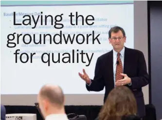  ??  ?? Keith Kosel, executive director of VHA’S hospital engagement network, leads a presentati­on during a recent educationa­l event for members of the HEN.