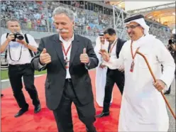  ??  ?? LIBERTY. Chase Carey se fotografía en la parrilla de Abu Dhabi.