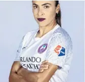  ?? MARK THOR/ORLANDO PRIDE ?? Pride star Marta shows off the club’s new white kit.