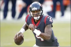  ?? AP file photo ?? Deshaun Watson has been accused of sexual assault by three massage therapists who have filed lawsuits against the Texans quarterbac­k.