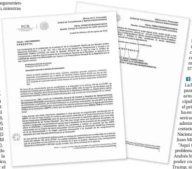  ??  ?? La respuesta de la PGR a una solicitud de informació­n.