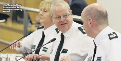  ?? PRESSEYE ?? Chief Constable Simon Byrne attending the Policing Board meeting