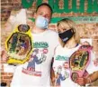  ?? JOHN MINCHILLO AP ?? Competitiv­e eaters Joey Chestnut (left) and Miki Sudo on July 4.