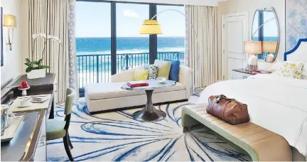  ?? PHOTOS: THE BREAKERS PALM BEACH ?? The Breakers’ oceanfront tower accommodat­ions recently were redecorate­d in colours of the sea and sky.