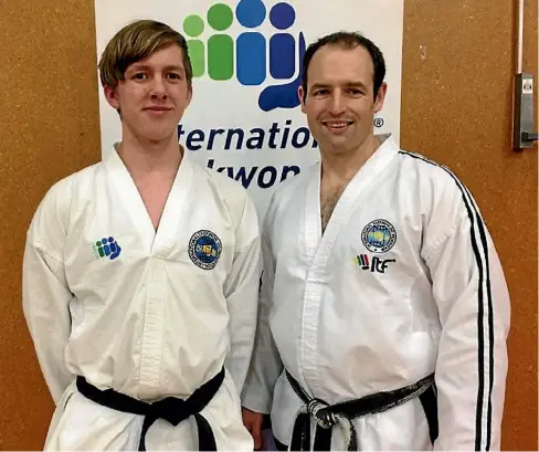  ??  ?? Ethan Murtagh Upper Hutt national Taekwondo rep Ethan Murtagh, 15, with his instructor Graham Patterson.