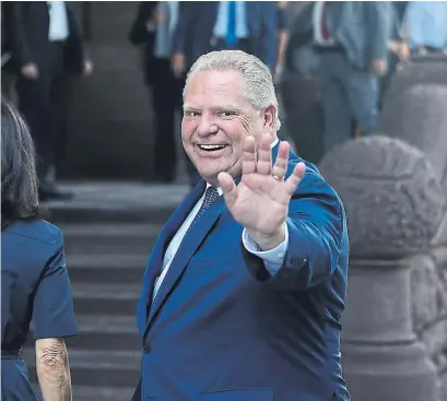  ?? STEVE RUSSELL/TORONTO STAR ?? Premier Doug Ford is hoping to deliver on a promise to lower gas prices at the expense of climate-change reduction measures.